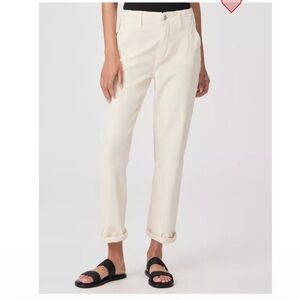 PAIGE Cream Drew StraightHigh Rise  Pant
